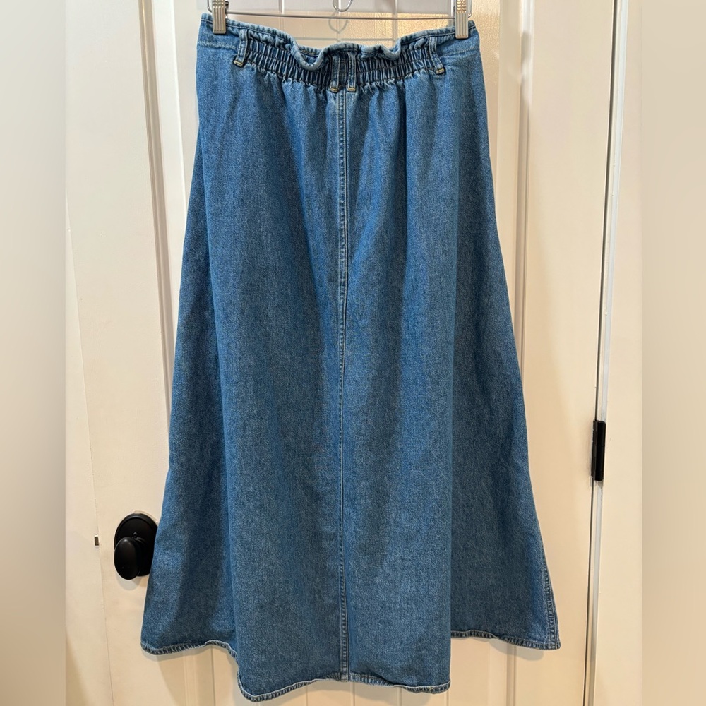 Liz Claiborne Vintage Full Length Denim Skirt Button Closer Jean Skirt Size 4 - Picture 6 of 7